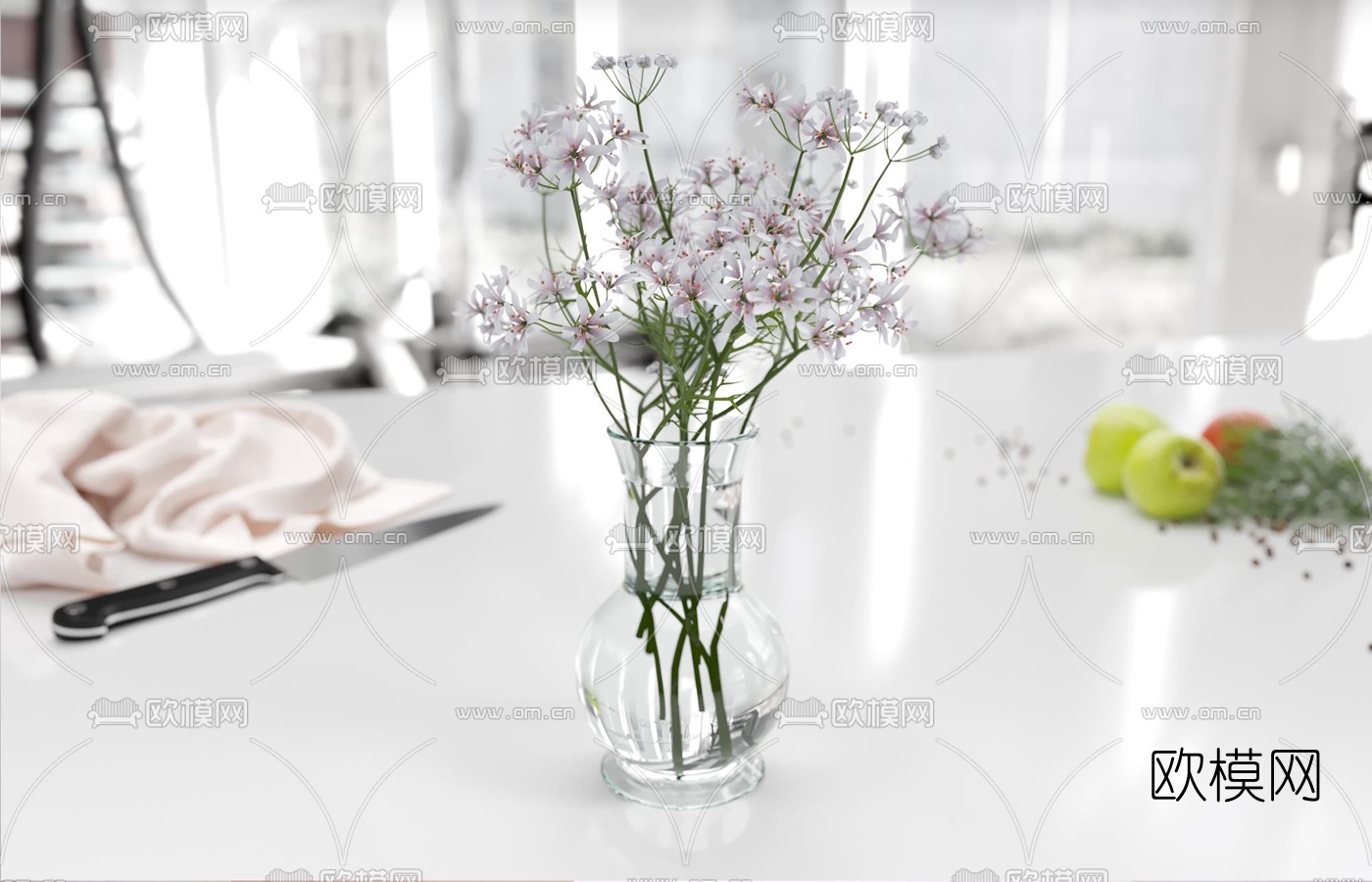 现代花瓶花卉3d模型