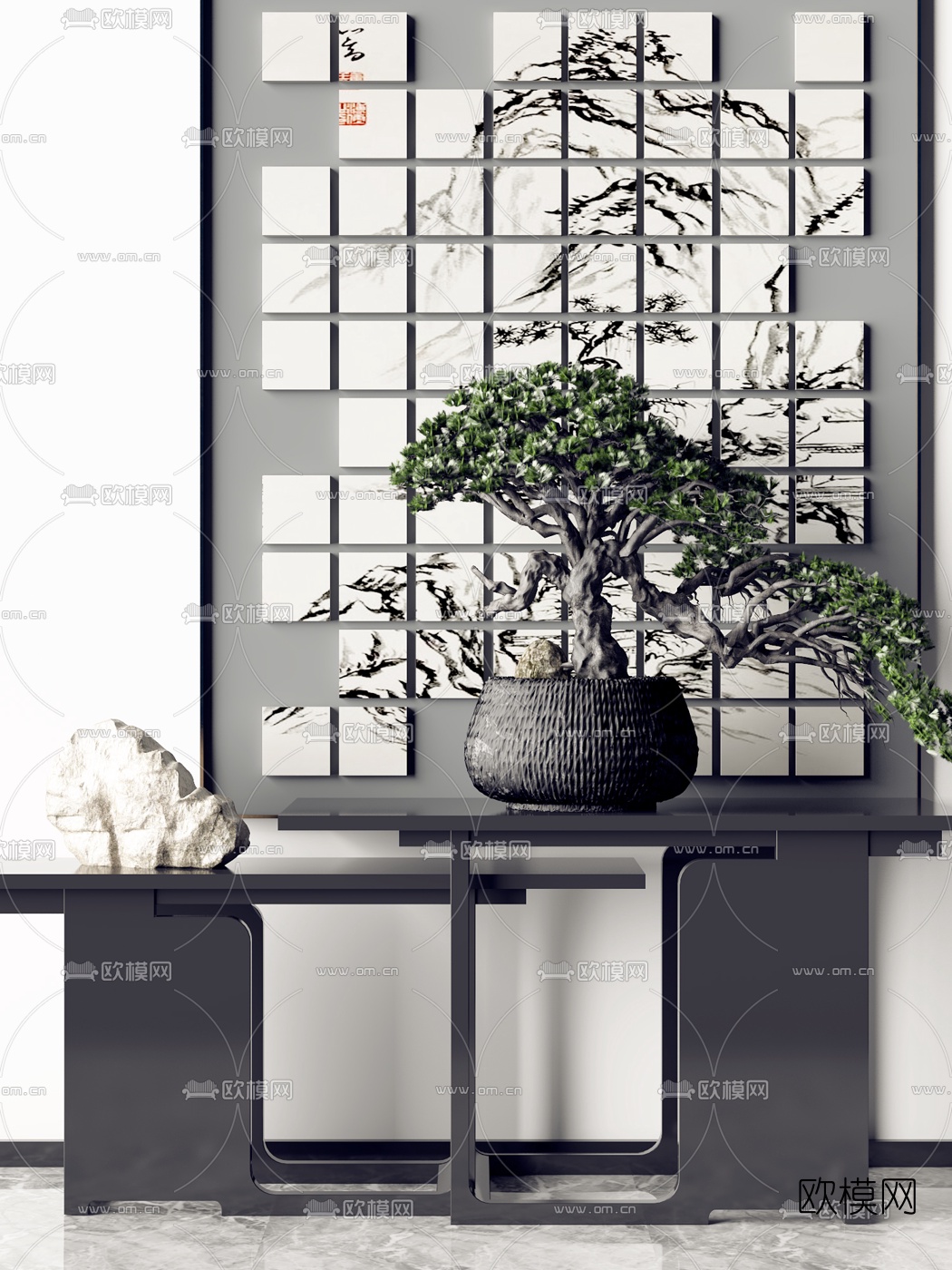 新中式端景台3d模型