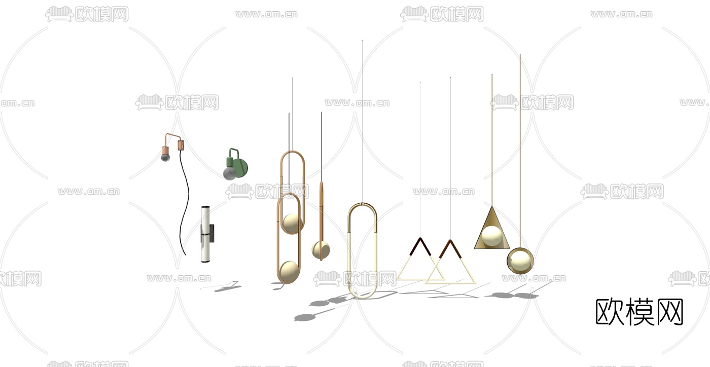 现代轻奢吊灯壁灯su模型下载