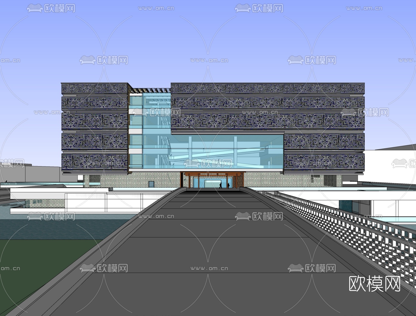 中式博物馆免费su模型下载（渲染图2）