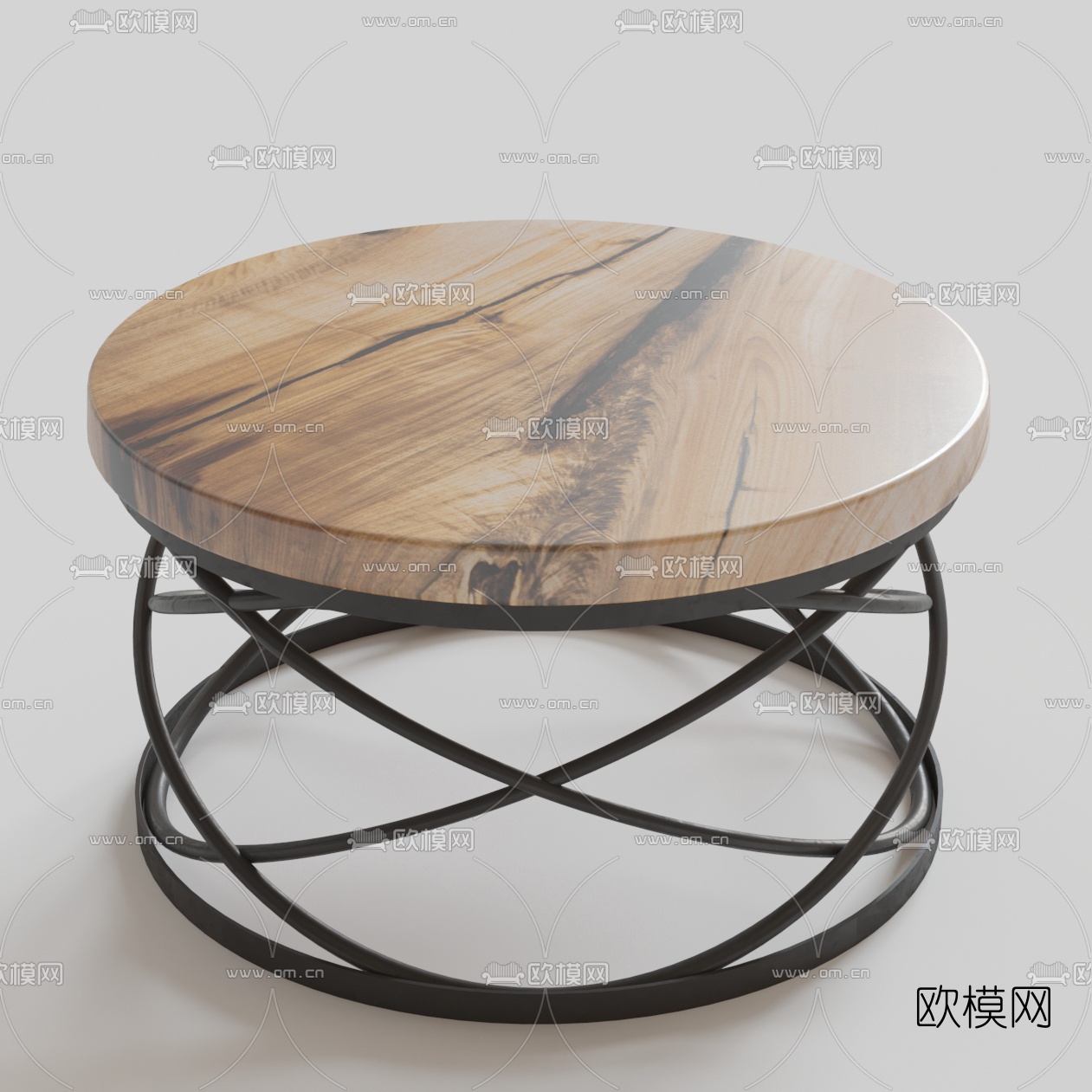 北欧原木茶几3d模型