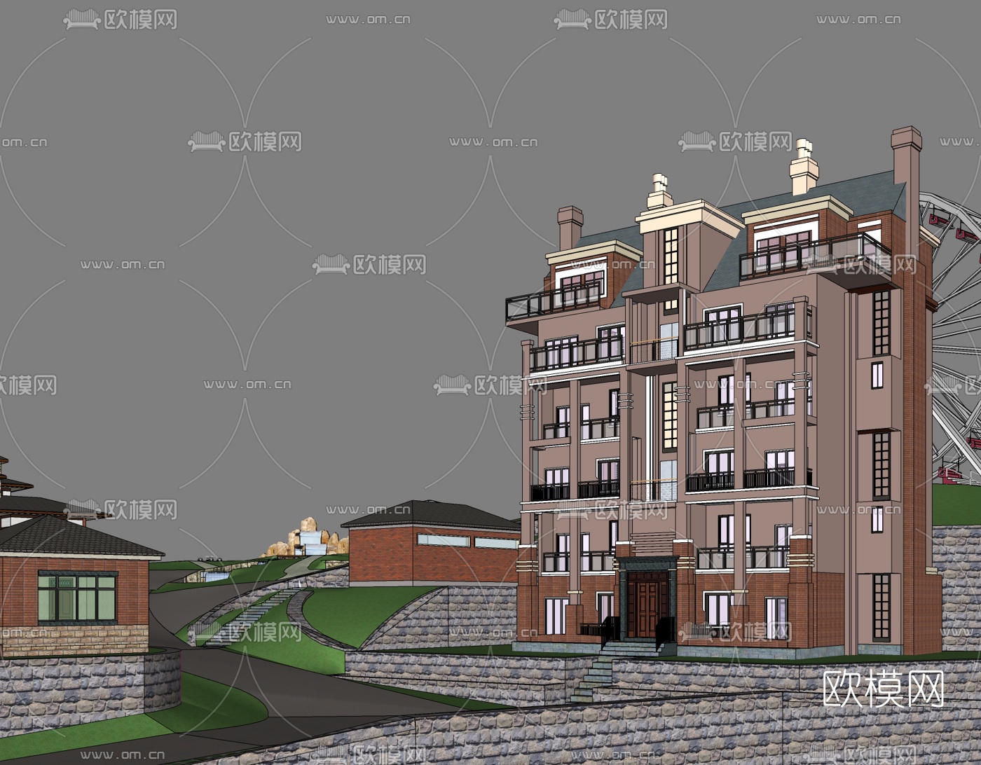 欧式公寓楼免费su模型下载