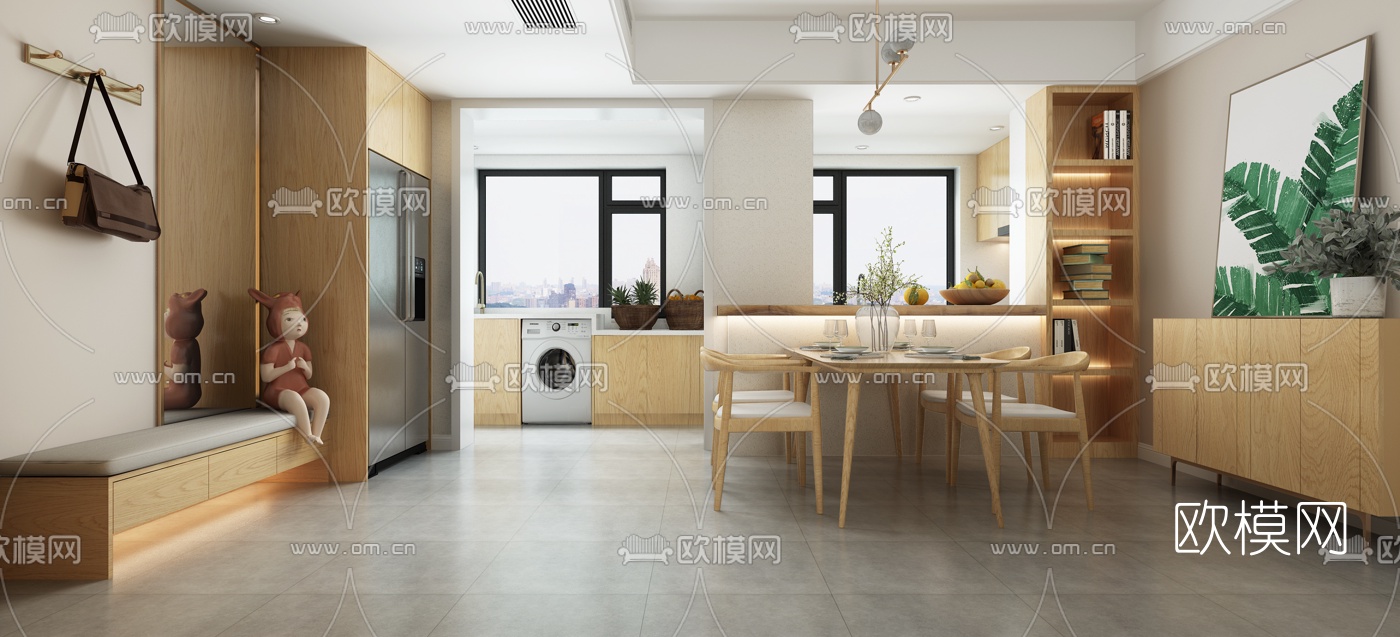 北欧客厅餐厅3d模型