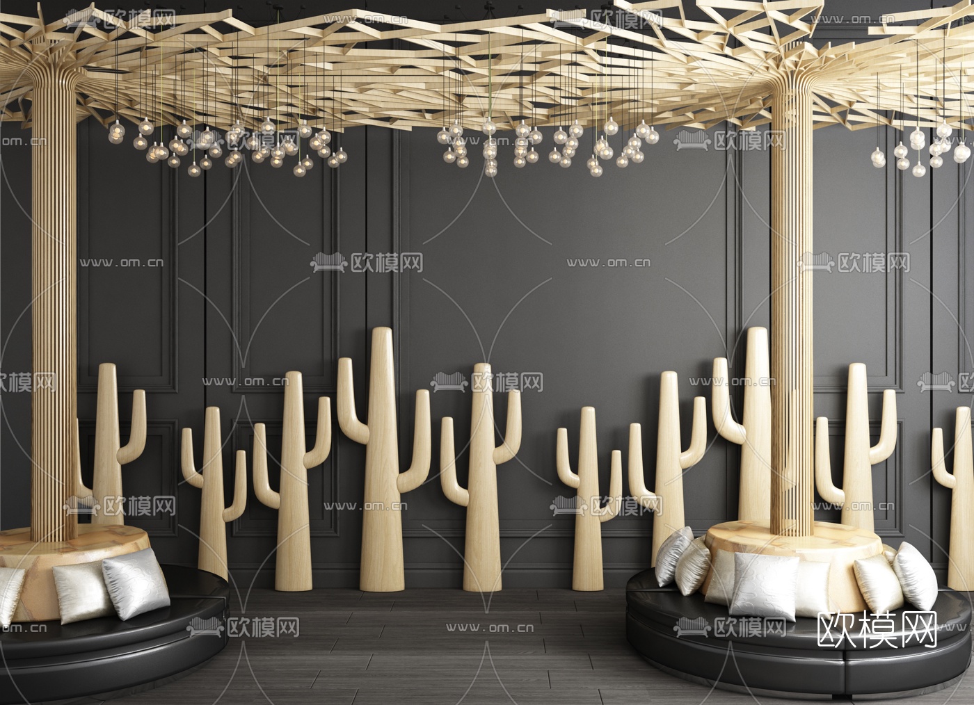 现代树形休闲卡座沙发3d模型下载