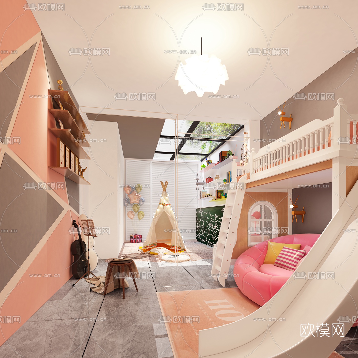 北欧儿童房免费3d模型