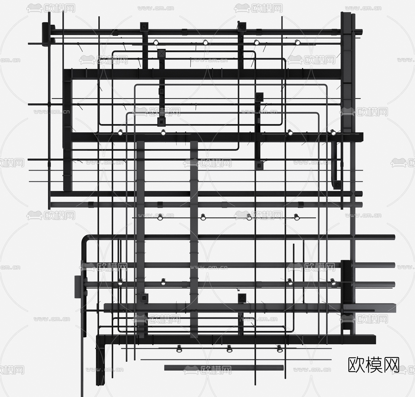 工业风金属管道通风口消防烟感器组合
