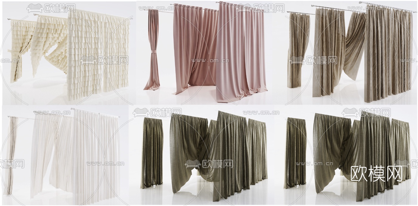 北欧窗帘3d模型下载