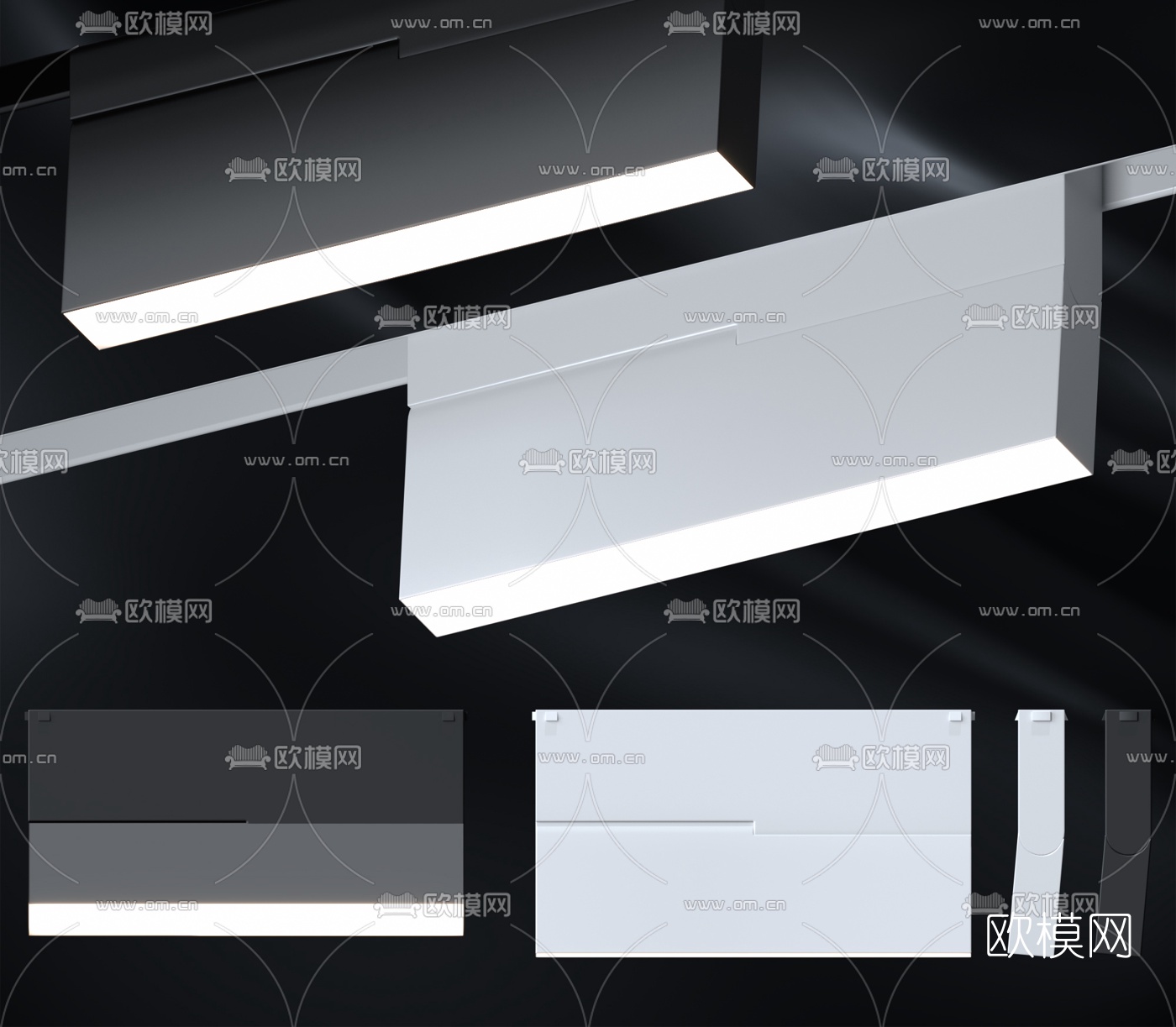 现代办公条形轨道灯3d模型下载