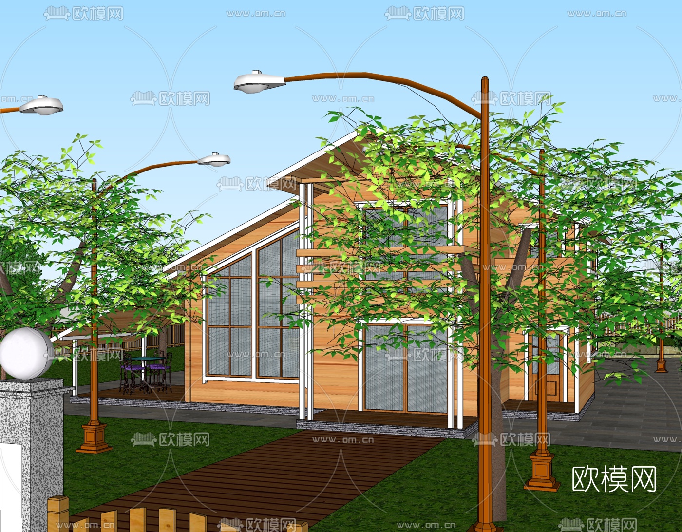 简欧独栋别墅免费su模型下载