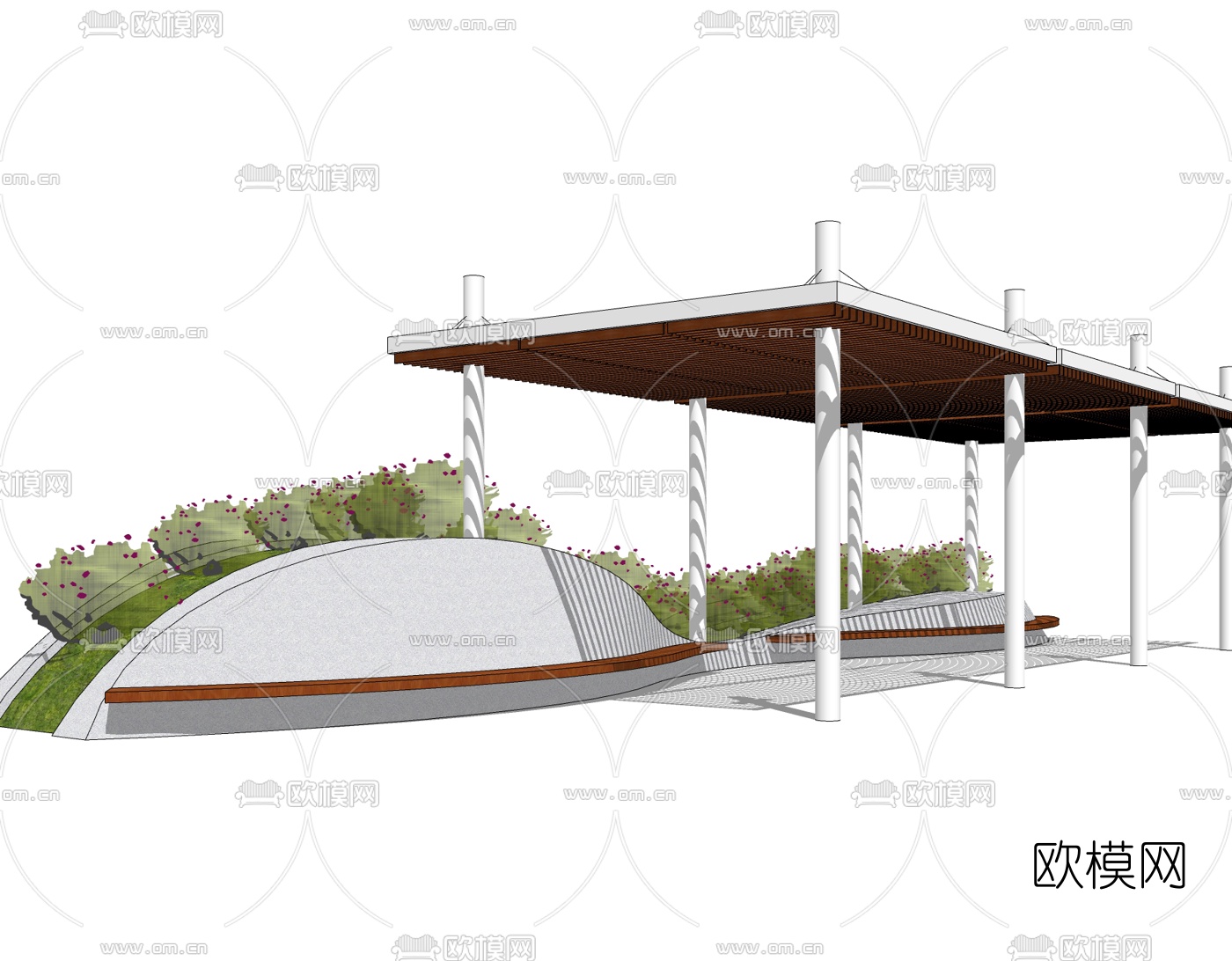 现代廊架免费su模型下载