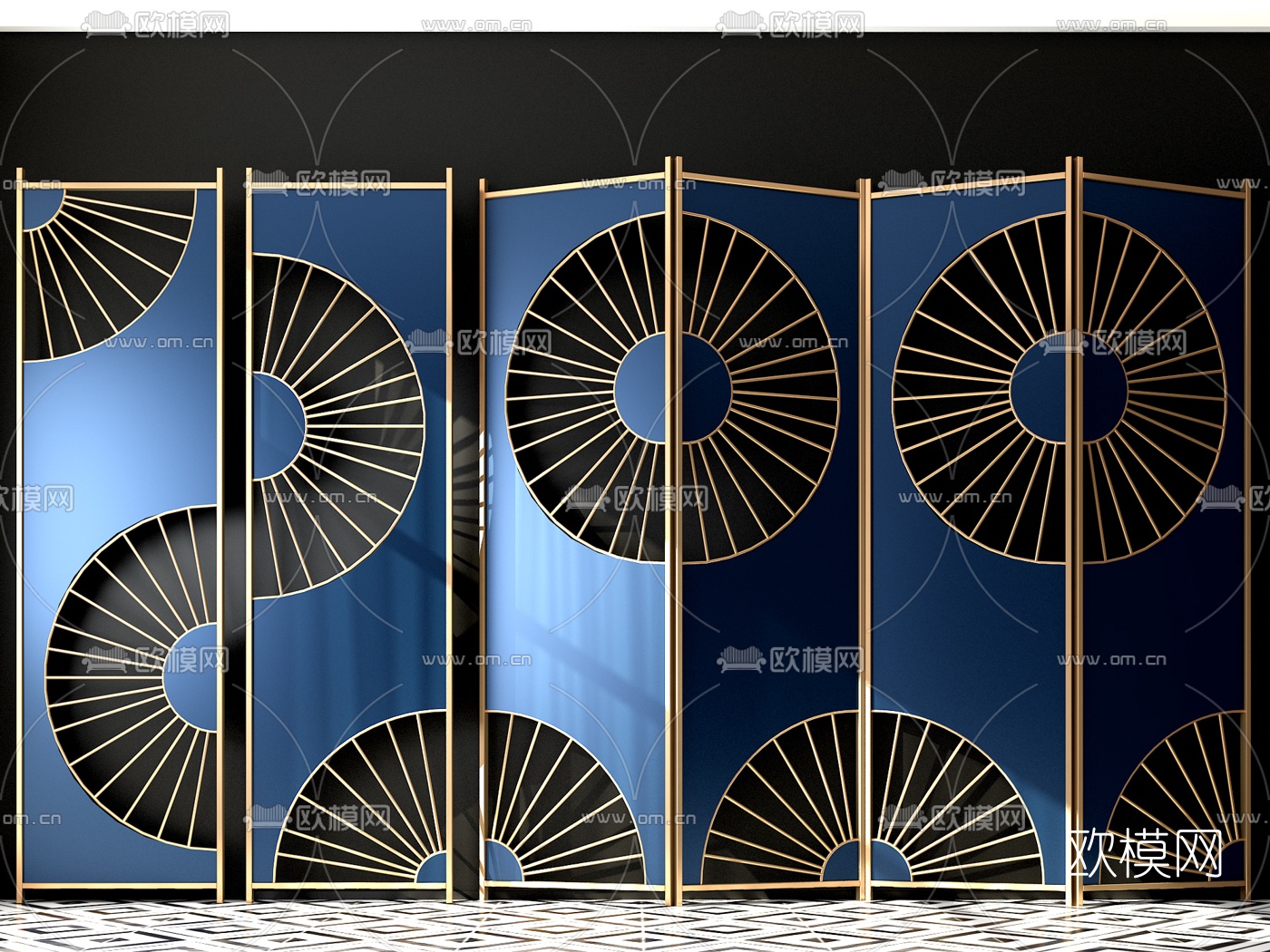 后现代轻奢隔断屏风3d模型