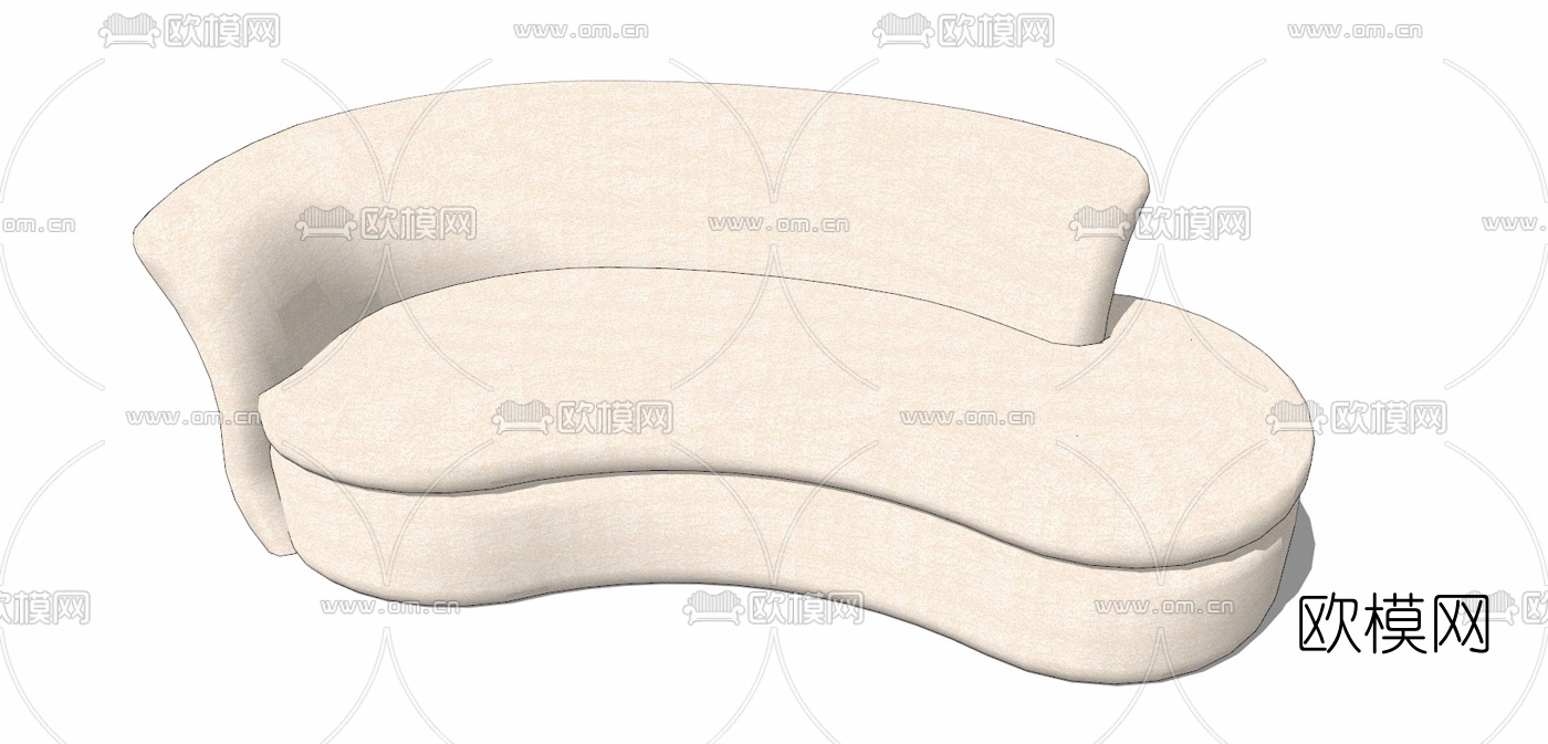 现代布艺弧形沙发免费su模型下载_ID10375639_sketchup模型下载-欧模网