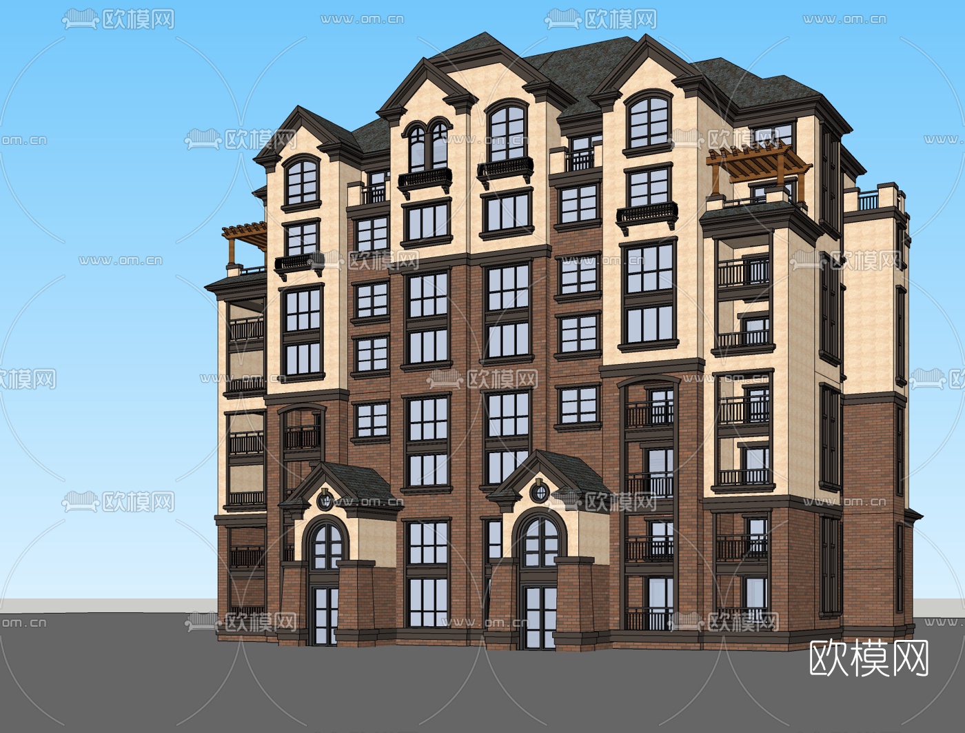欧式高层公寓楼免费su模型下载