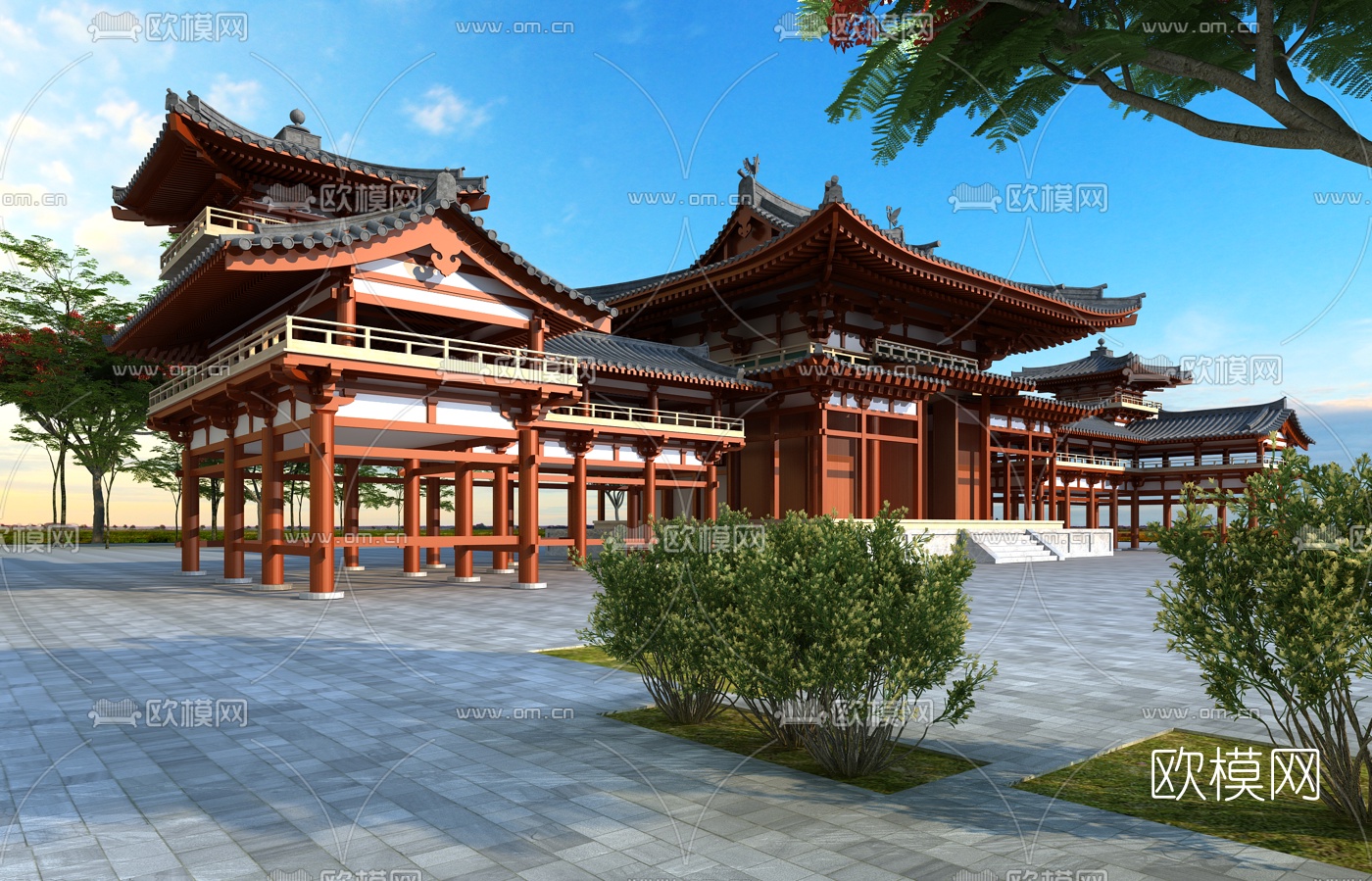 中式古建筑外观3d模型