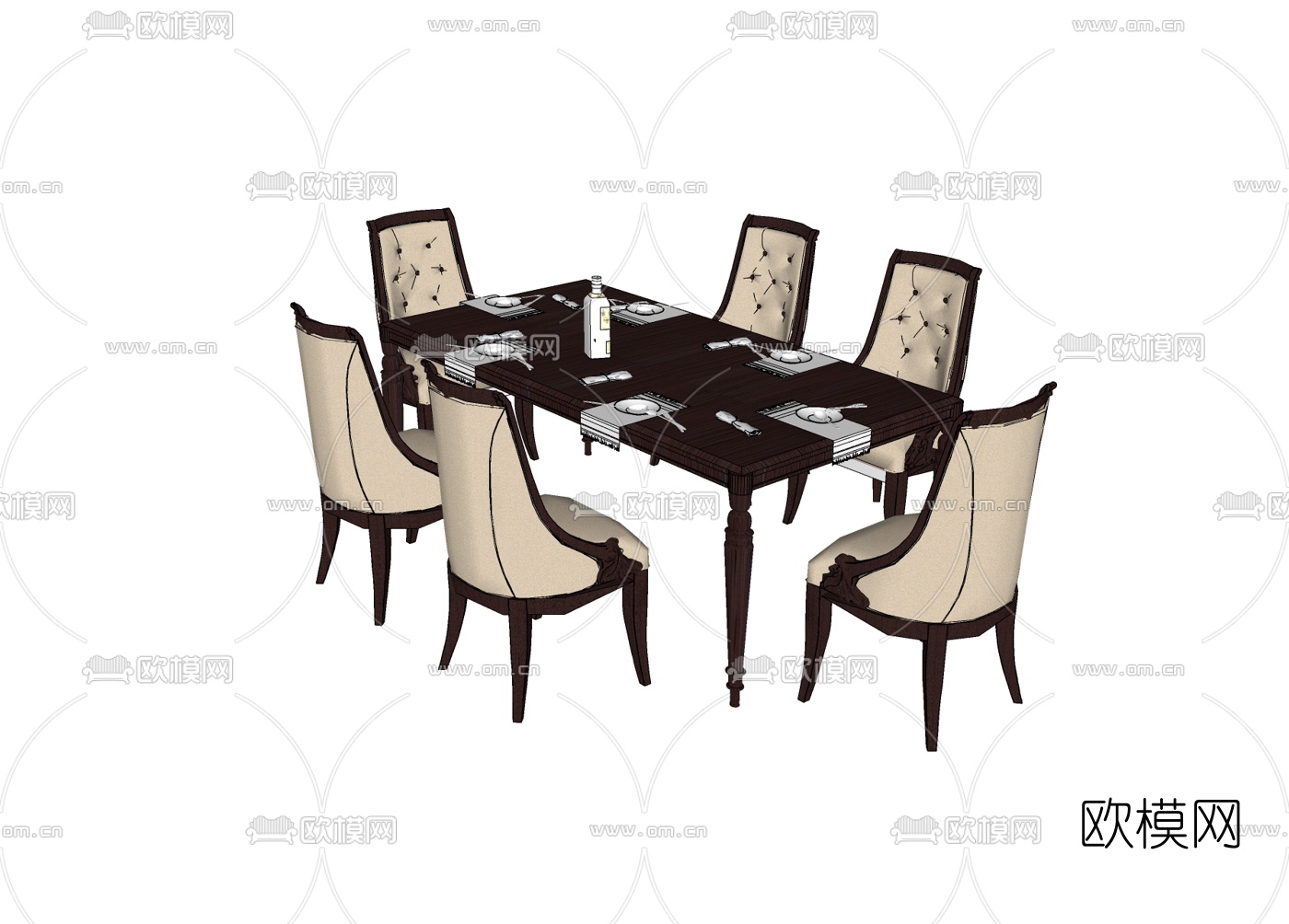 美式餐桌椅免费su模型下载