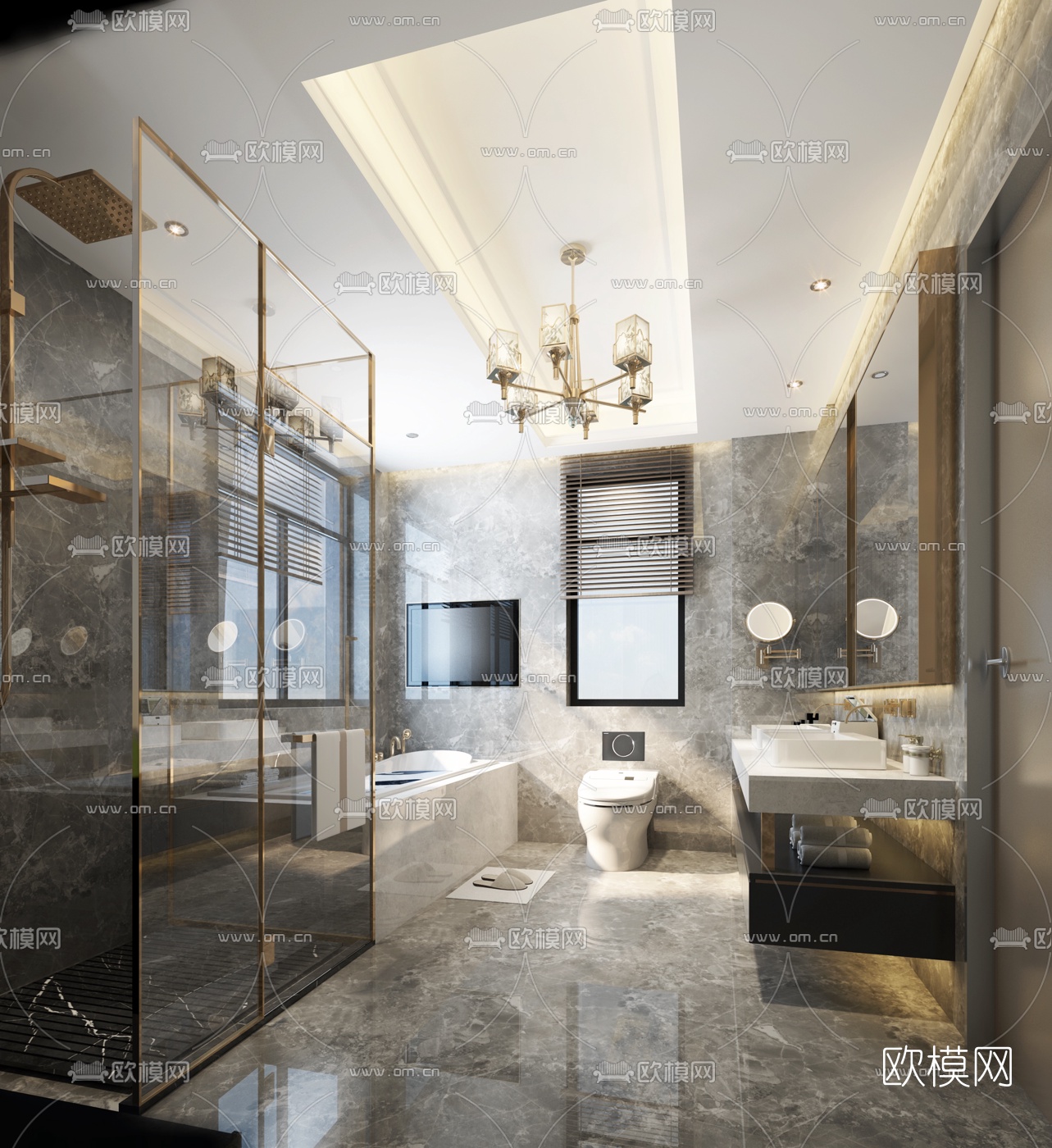 新中式浴室卫生间免费3d模型