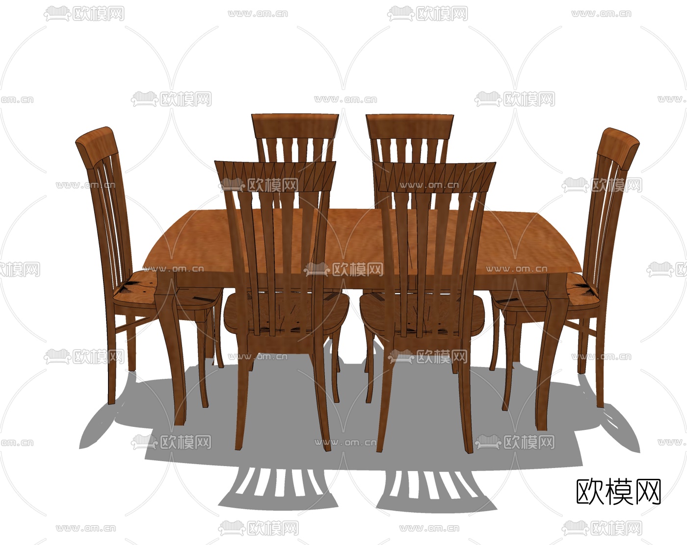 简欧实木餐桌椅免费su模型下载