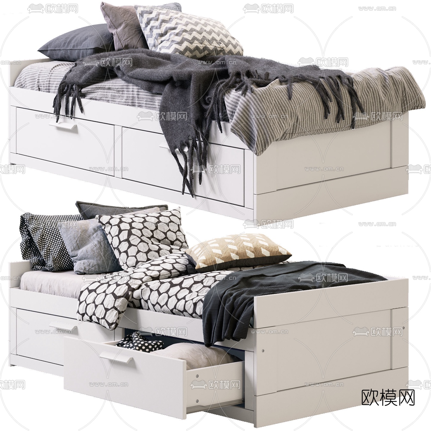 北欧榻榻米儿童床3d模型下载