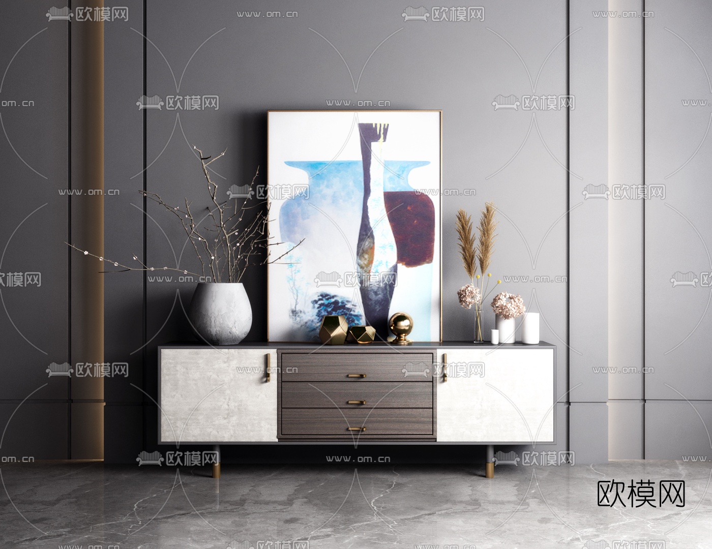 新中式边柜3d模型