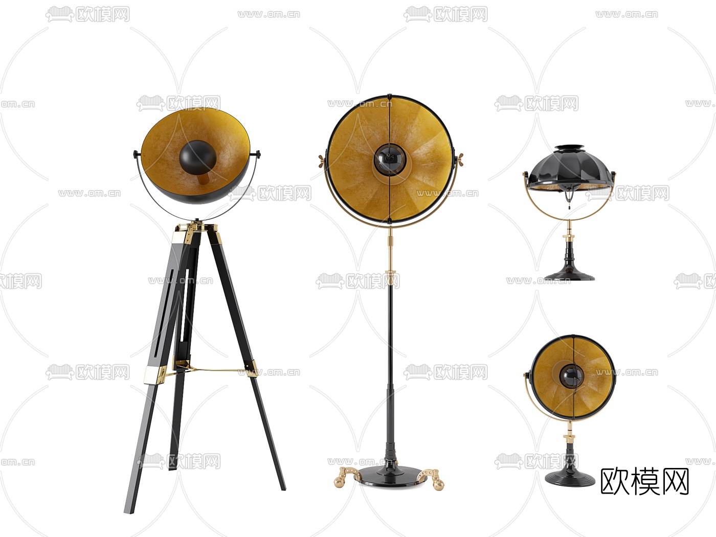工业风落地灯台灯3d模型下载