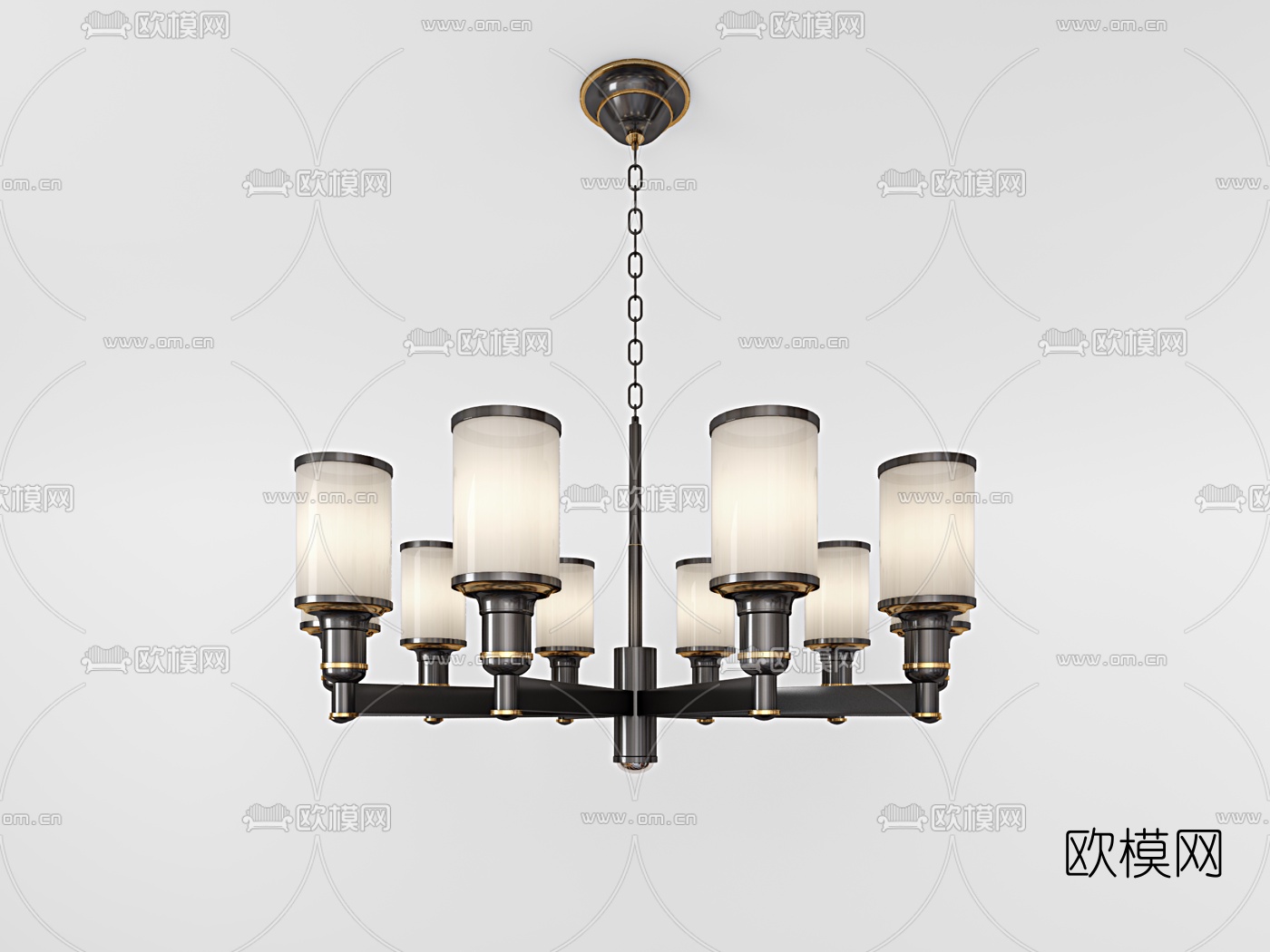 新中式轻奢吊灯组合3d模型下载（渲染图3）