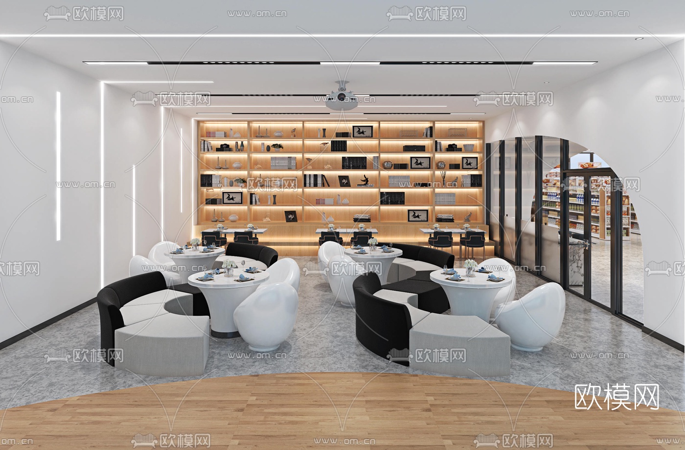 现代休闲餐厅超市3d模型下载（渲染图2）