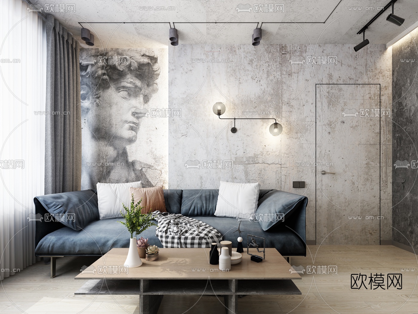 工业风皮革双人沙发3d模型下载