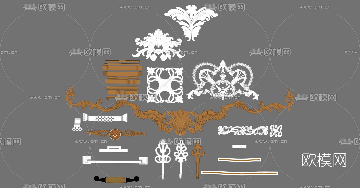 欧式雕花构件su模型下载