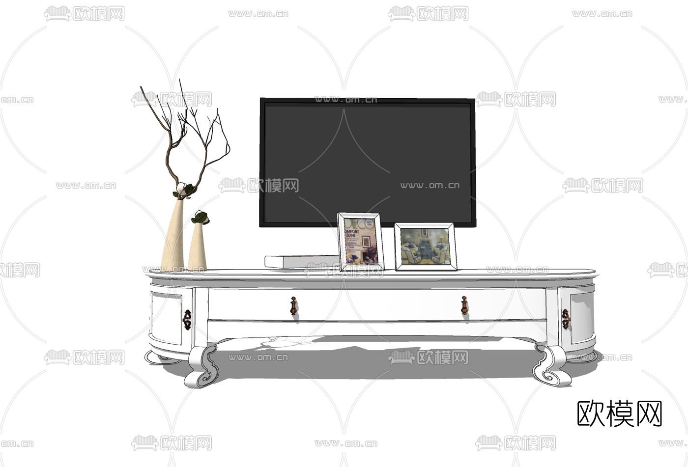 欧式电视柜免费su模型下载