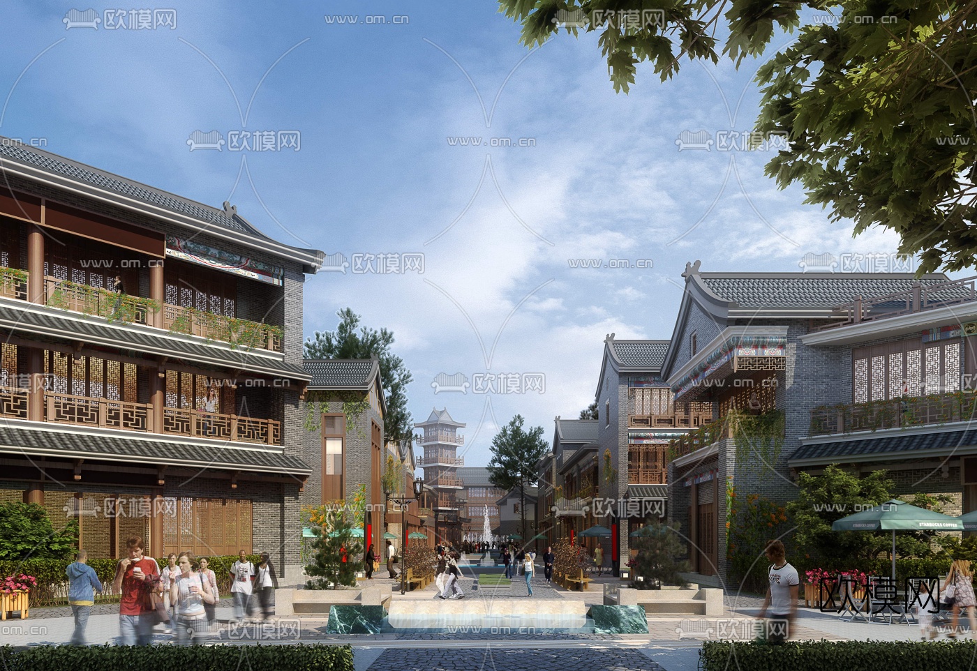 中式古建商业街3d模型