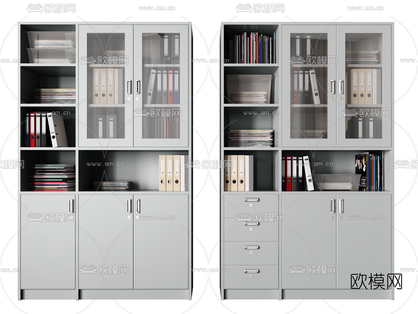 现代办公文件柜3d模型下载