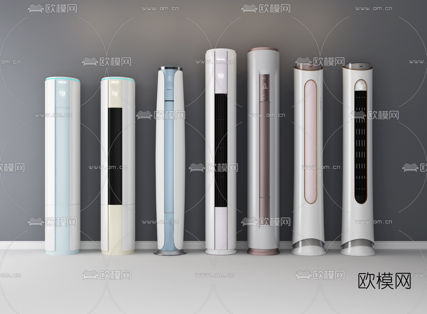 现代立式空调组合3d模型