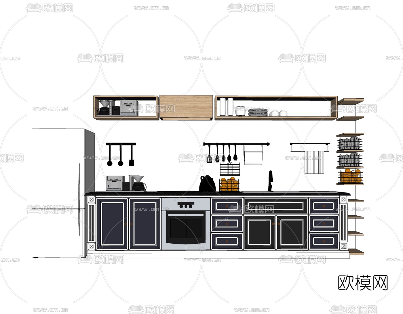 简欧橱柜免费su模型