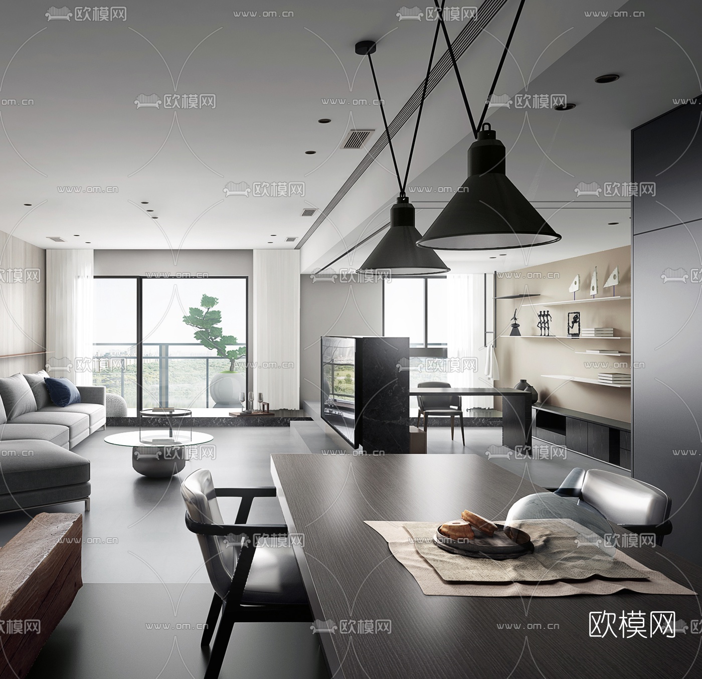 台式客厅餐厅3d模型