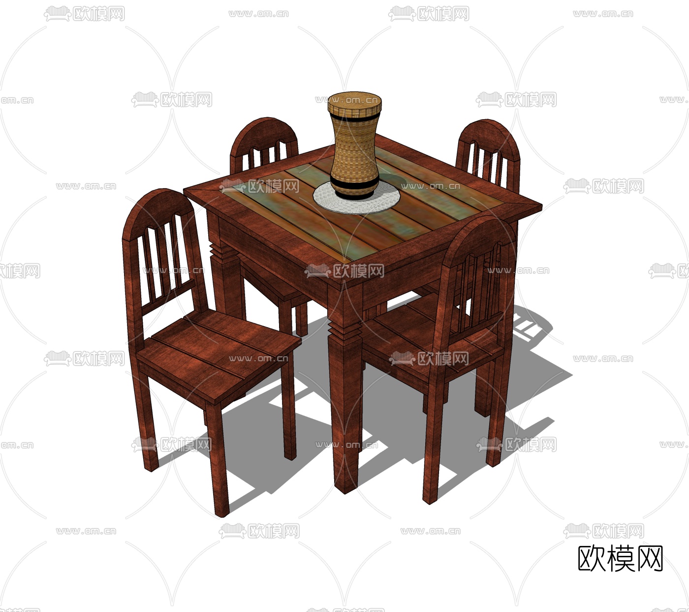 美式餐桌椅免费su模型下载