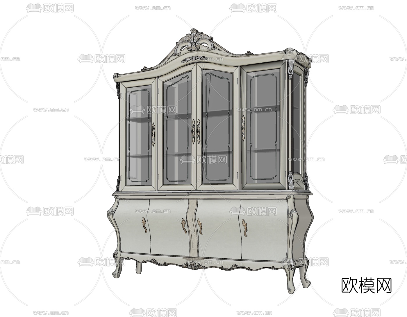 欧式雕花装饰柜免费su模型下载