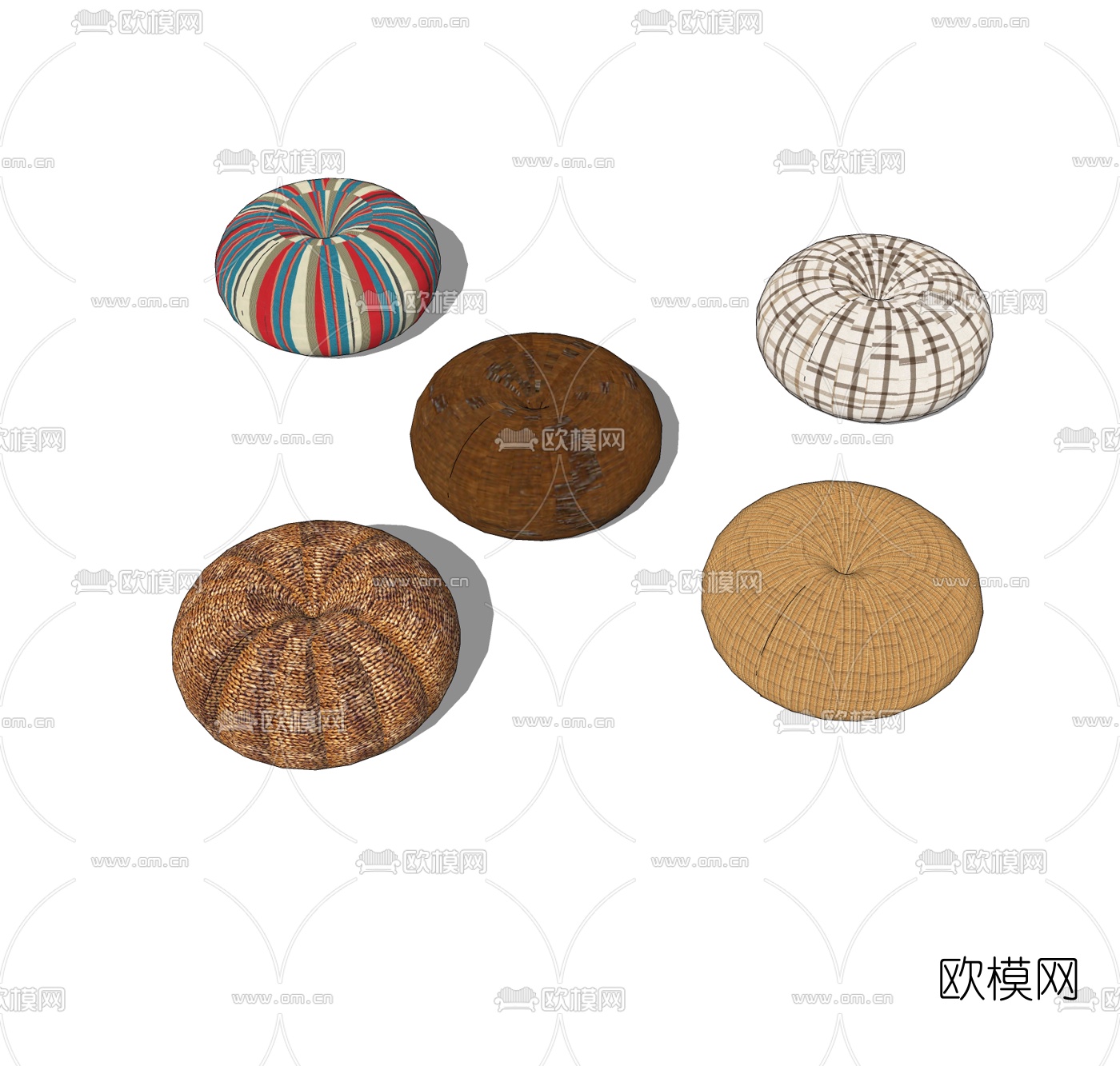 现代布艺沙发凳免费su模型下载