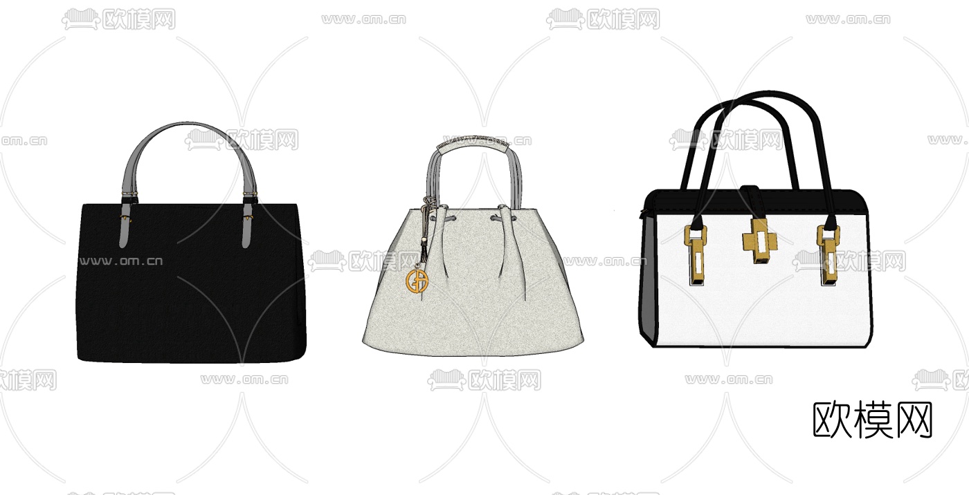 现代女士手提包免费su模型下载