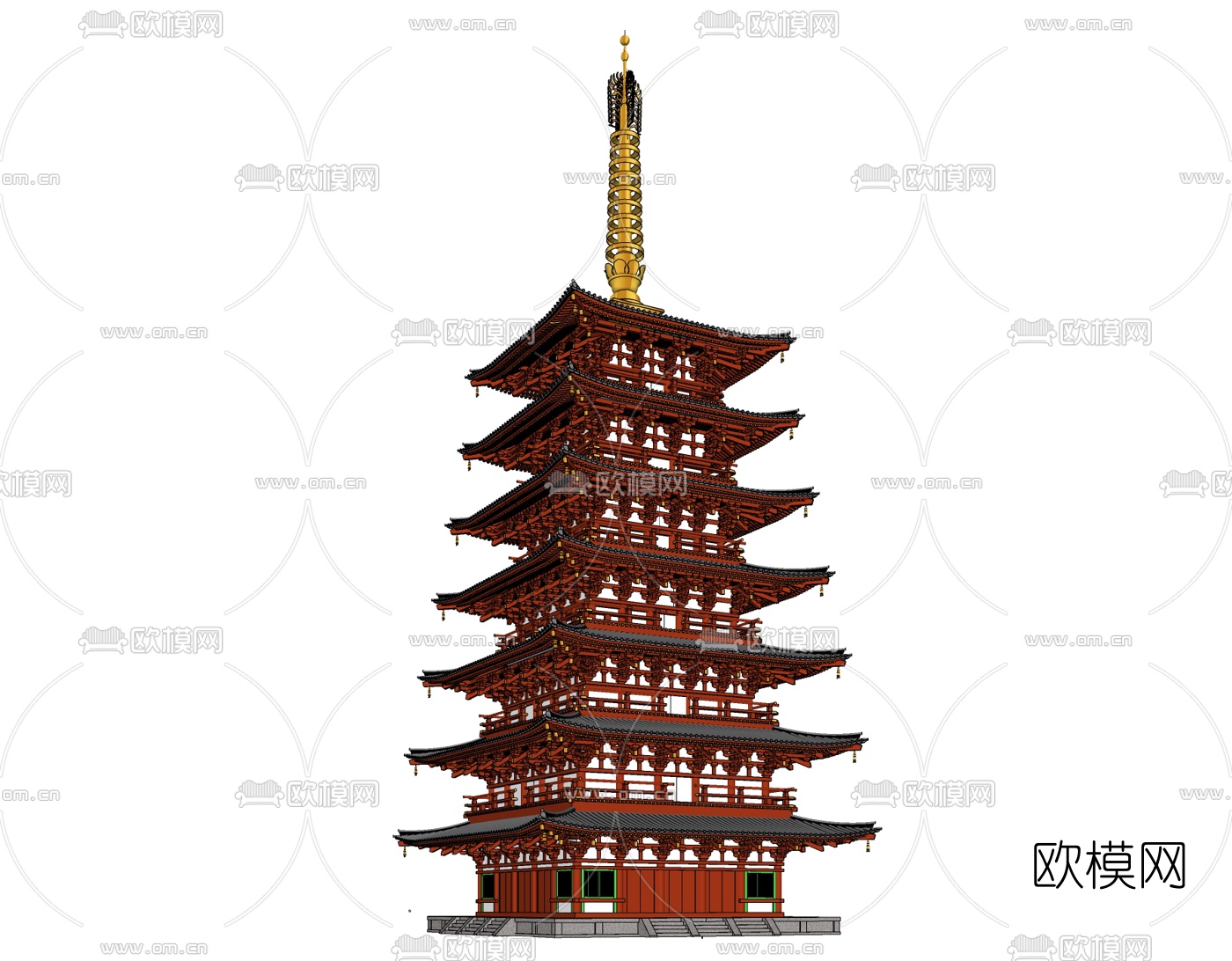 日式佛塔免费su模型下载