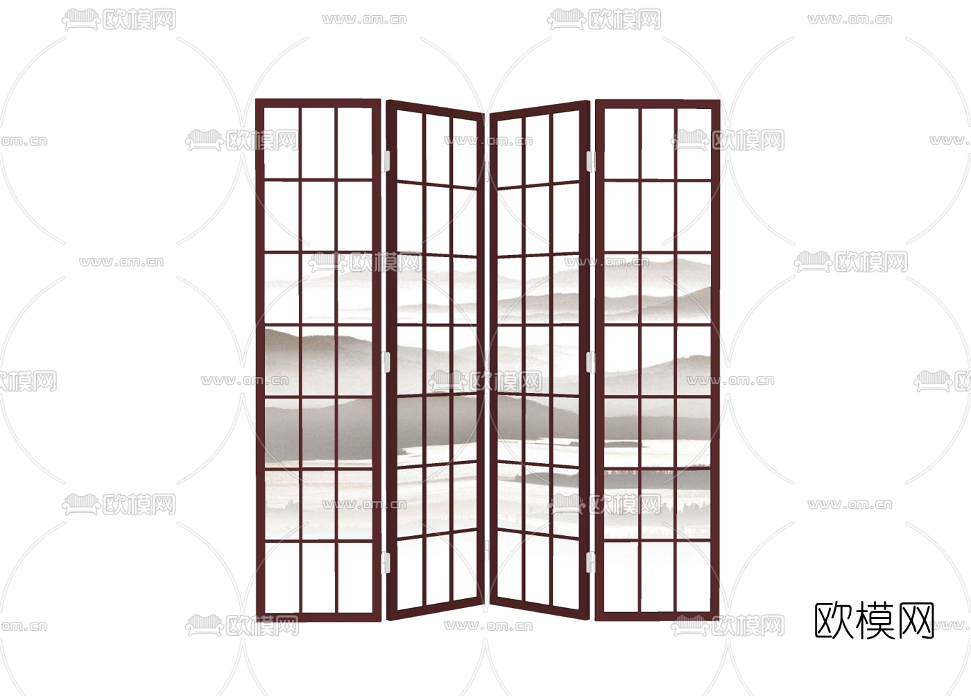 中式屏风免费su模型下载