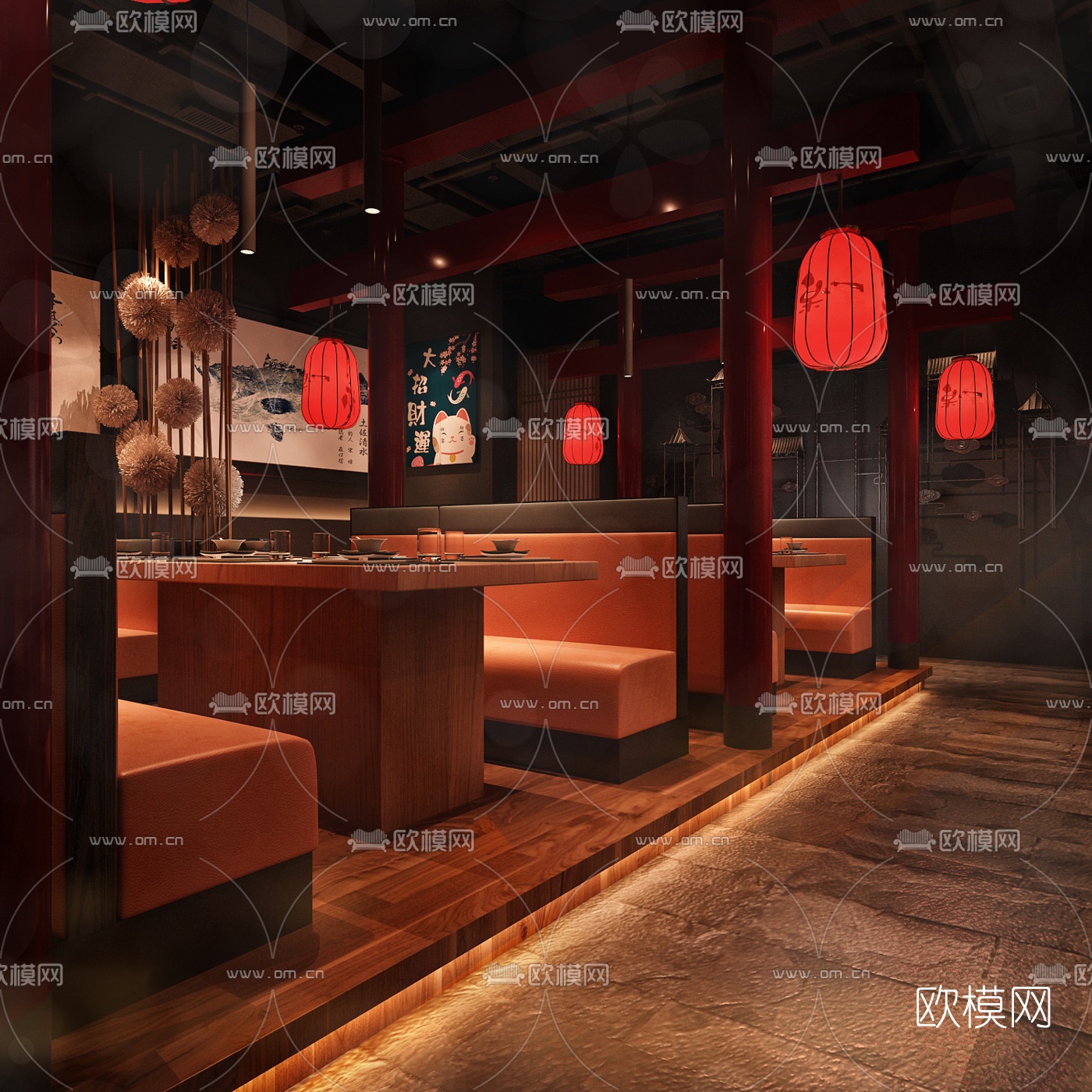 日式料理店3d模型下载（渲染图6）