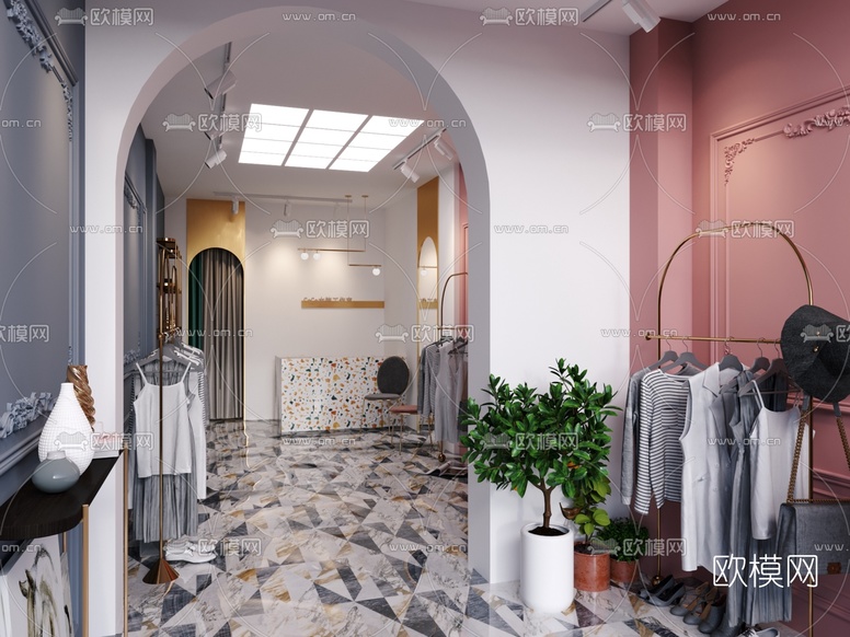 现代服装店3d模型下载(渲染图1)