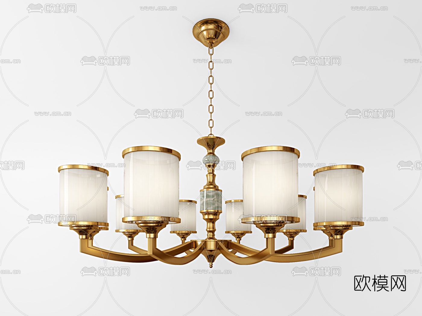 新中式轻奢吊灯组合3d模型下载（渲染图2）