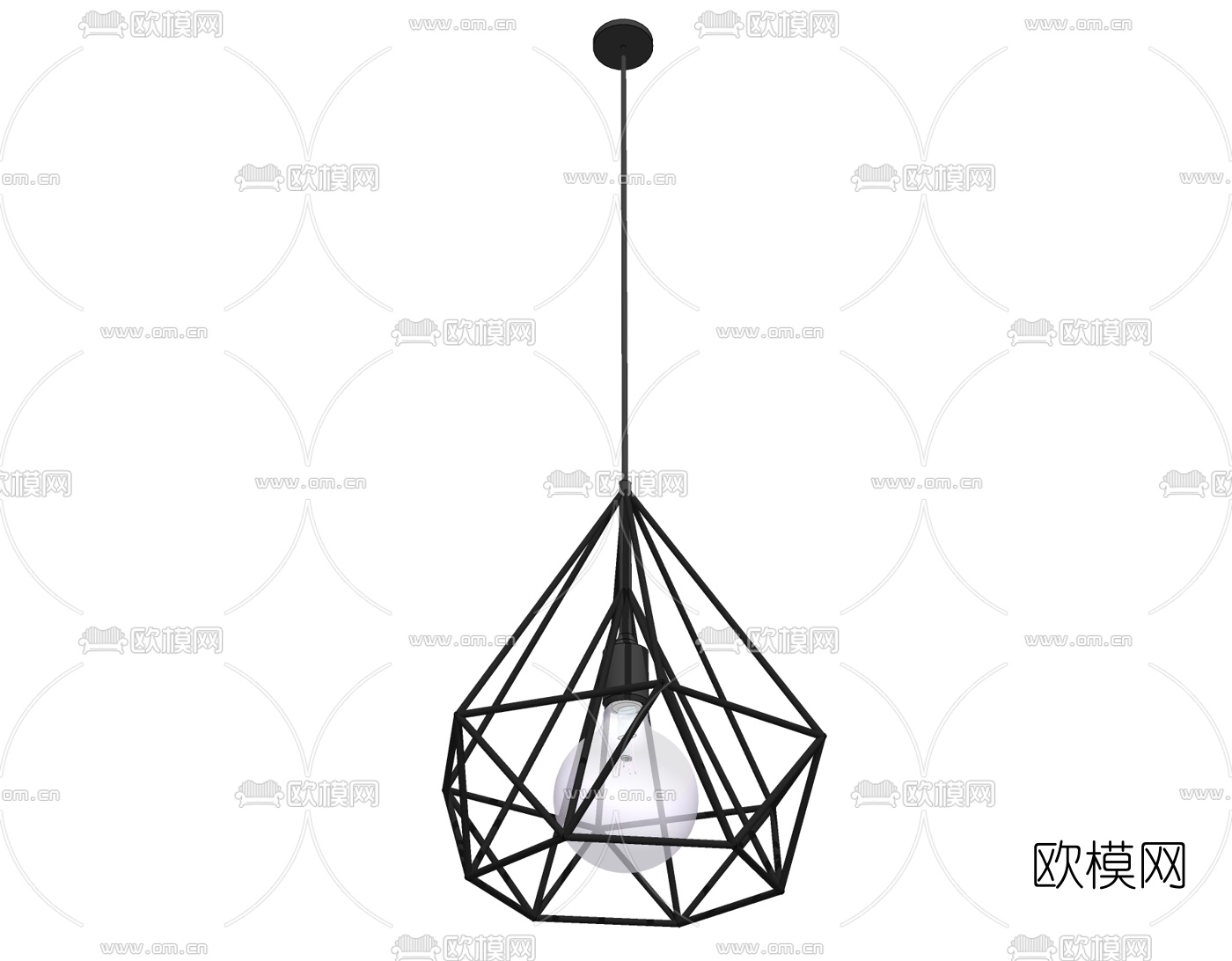 工业风铁艺吊灯免费su模型下载