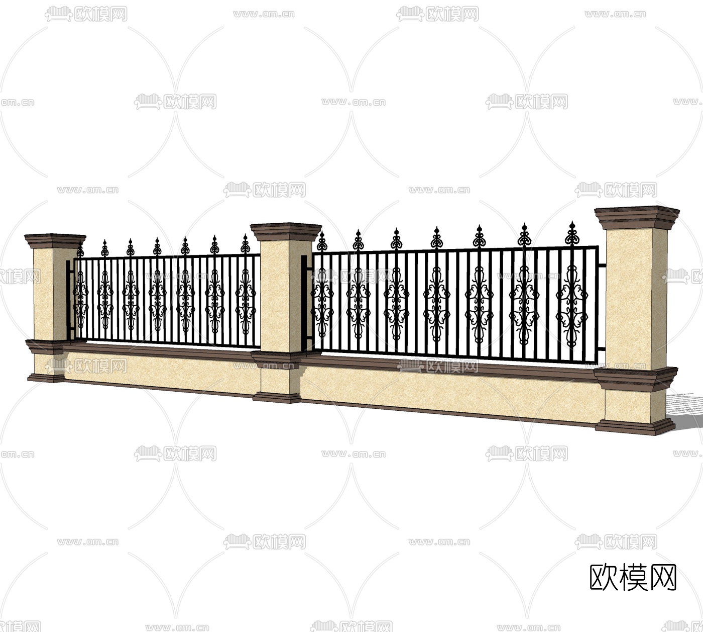 简欧围墙护栏免费su模型下载