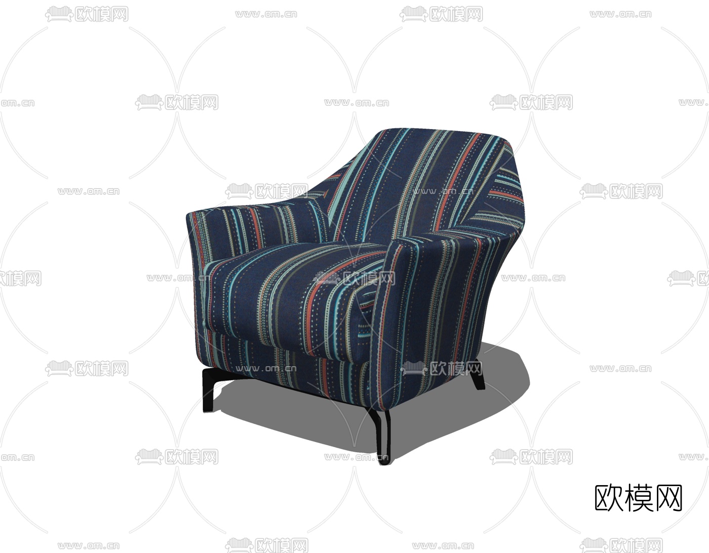 现代布艺单人沙发免费su模型下载