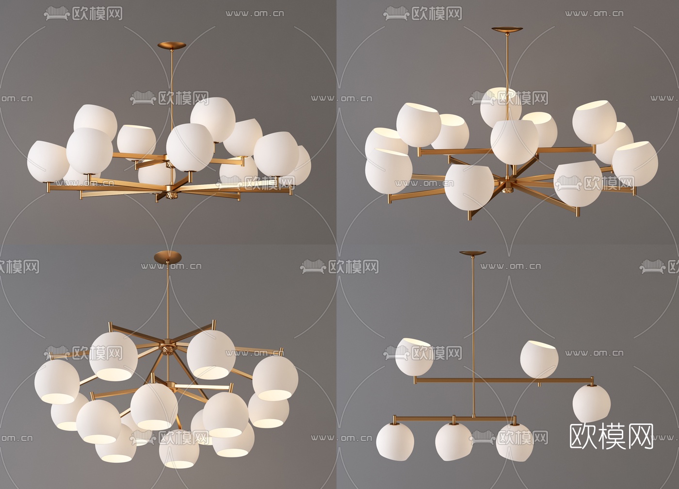 北欧金属多头吊灯3d模型
