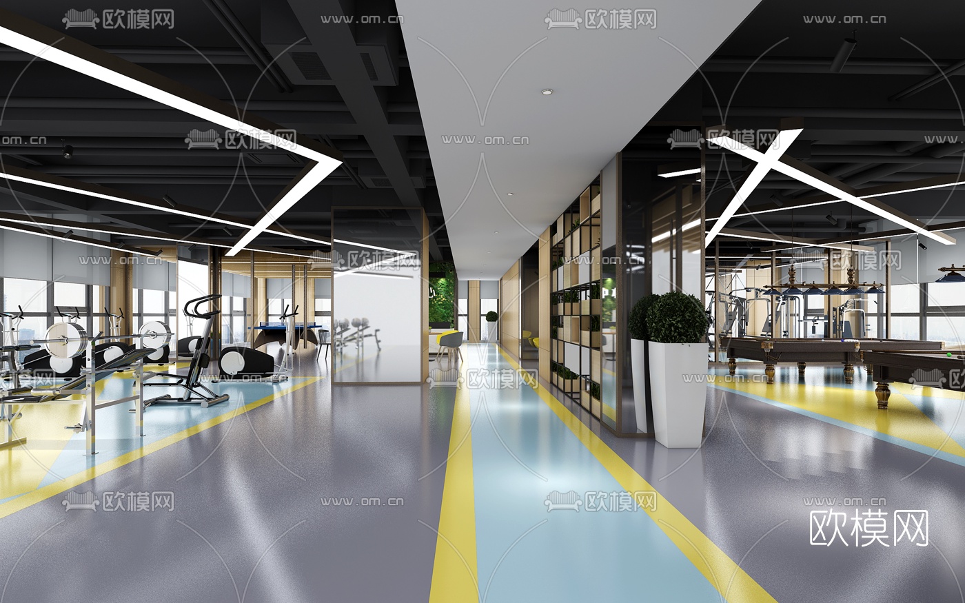 现代健身房3d模型