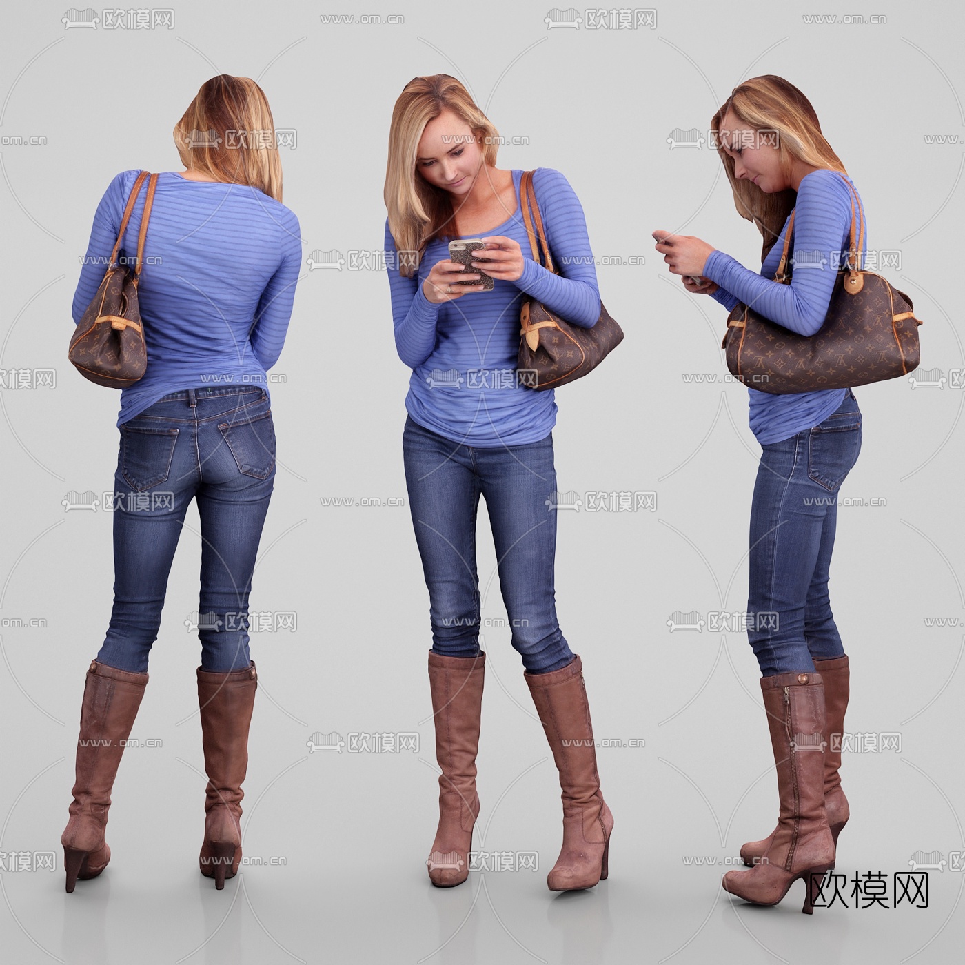 现代时尚女人3d模型下载