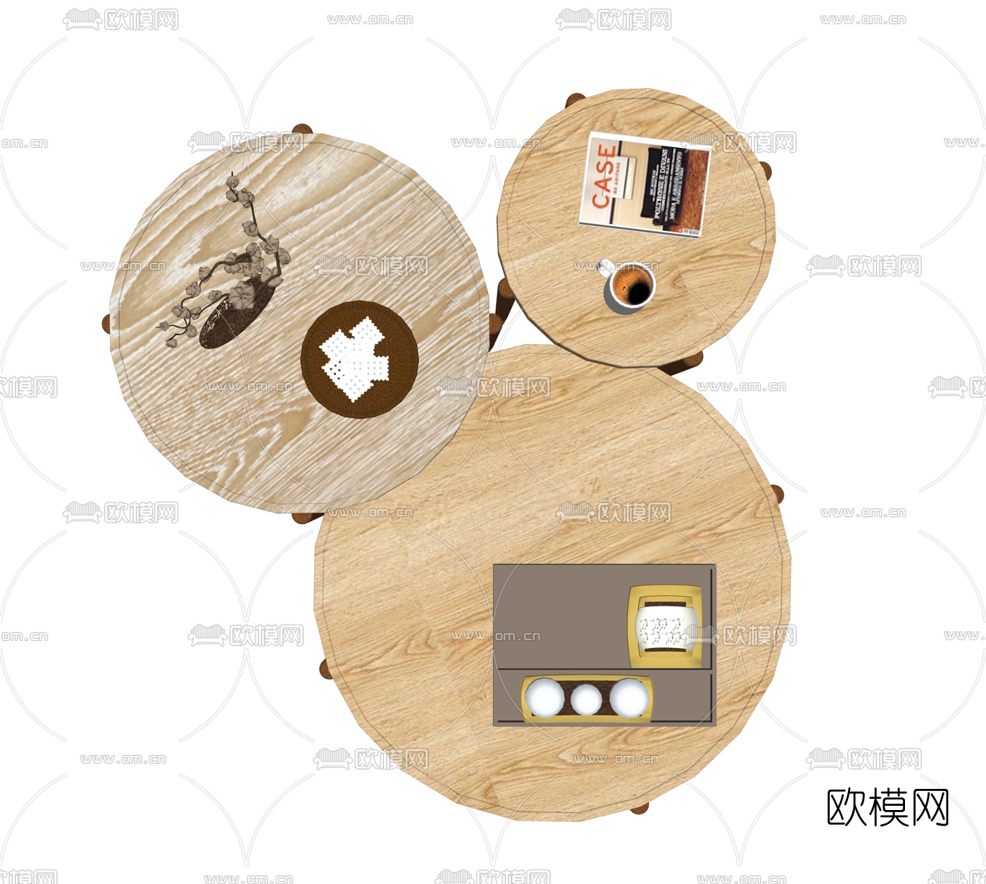 北欧茶几圆几su模型下载（渲染图4）